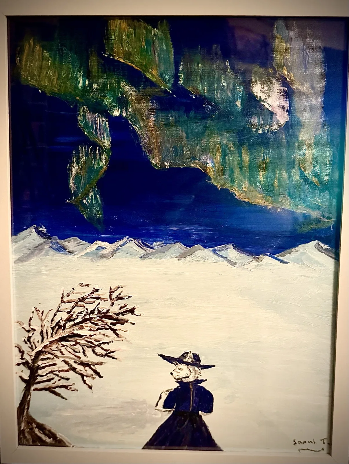 Peinture acrylique sur toile encadrée 'Le Peep' par Sarah Tordeur, artiste à Mons