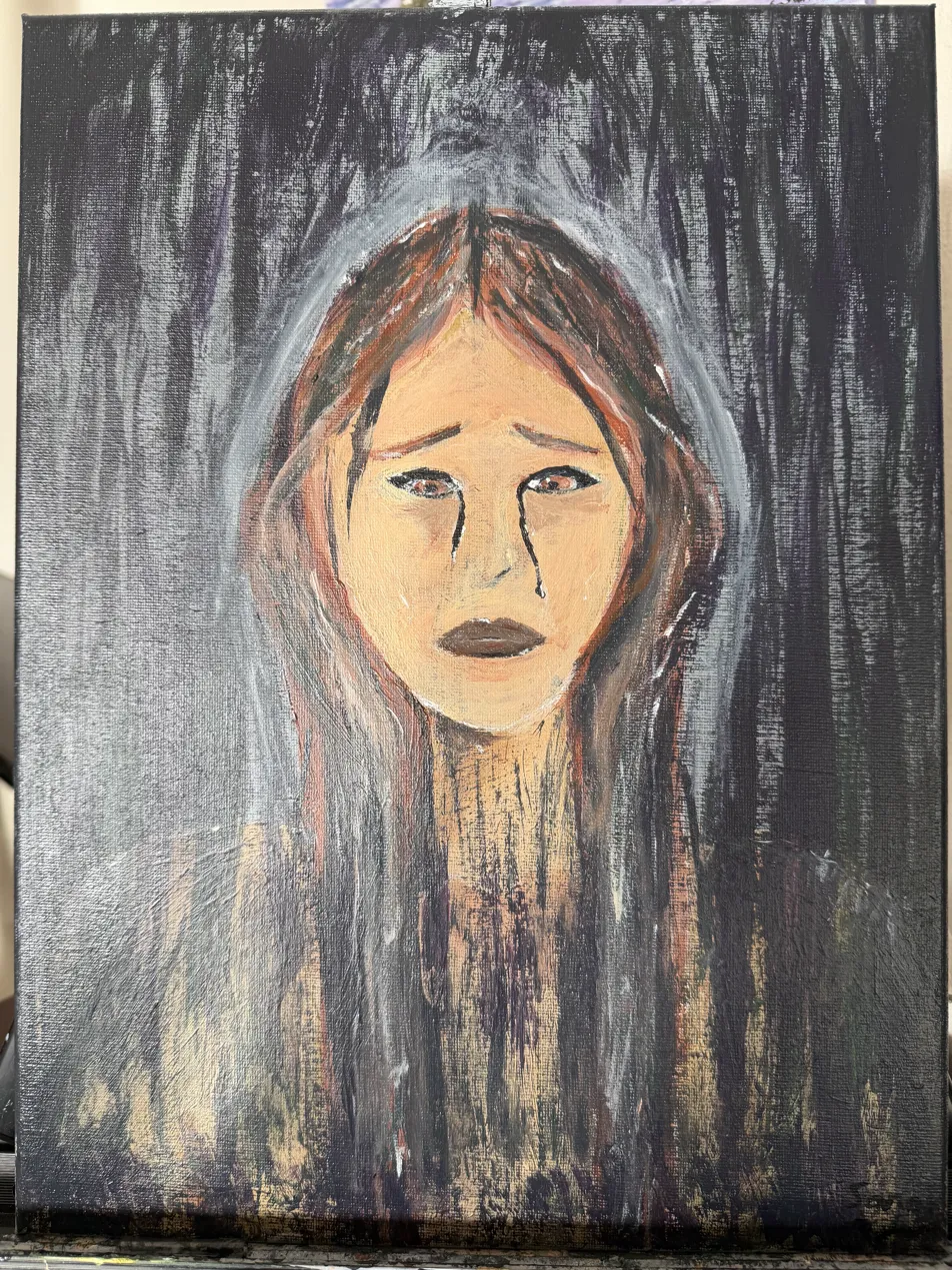 Peinture acrylique sur toile 'Annabelle' par Sarah Tordeur, artiste à Mons
